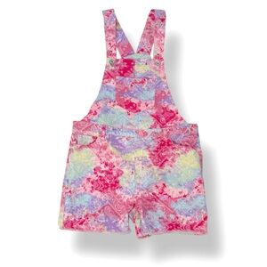 The Children's Place Jean Overalls Girls Tie Dye Romper Summer Shorts Sz 16 NWT